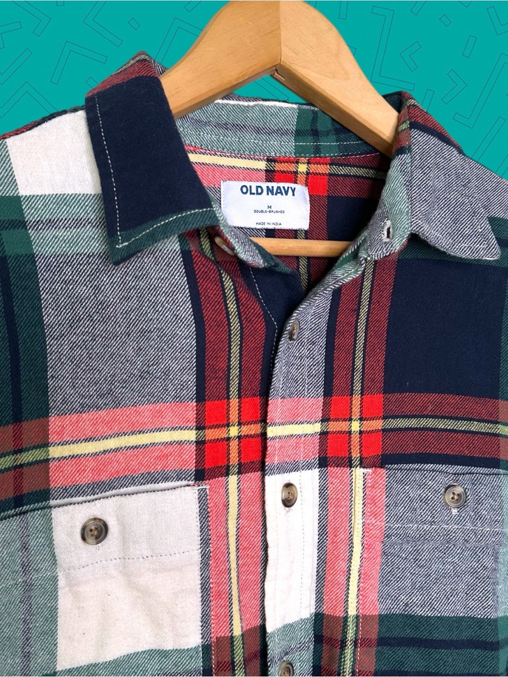 Old Navy Brushed Plaid Flannel Button Down Shirt